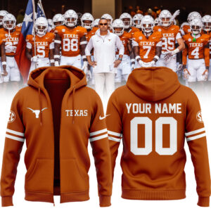 Texas Football  Limited Edition Zip Hoodie Custom Number and Custom Name