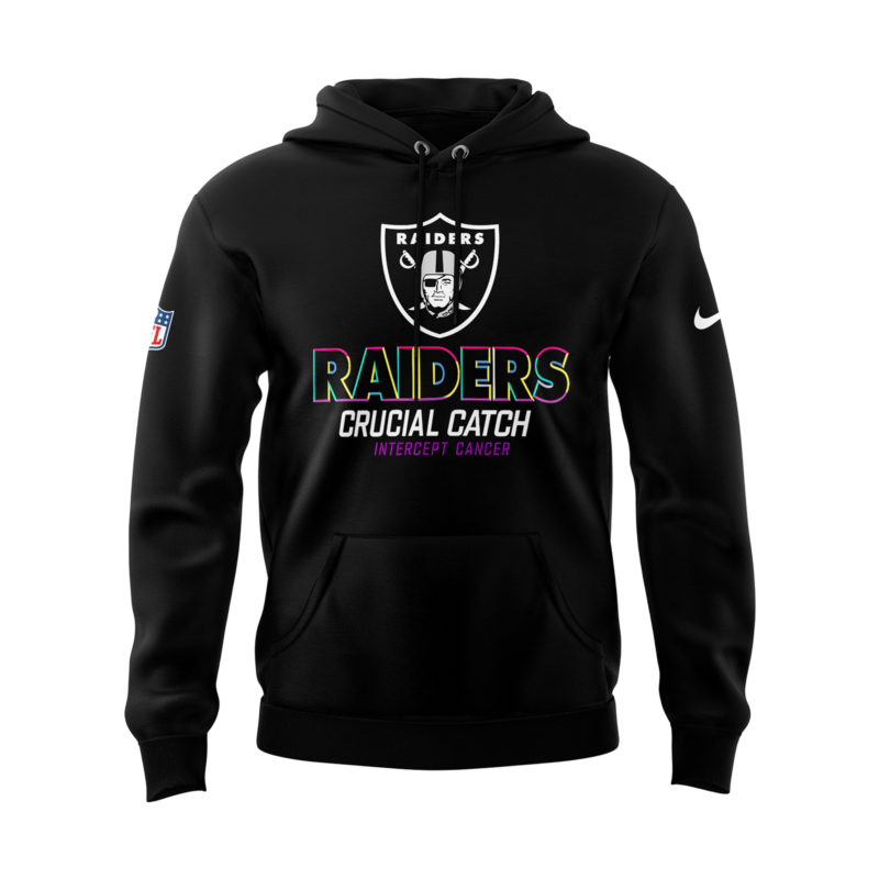 Men’s Fanatics Black Las Vegas Raiders 2024 Crucial Catch Pullover Hoodie - Image 2