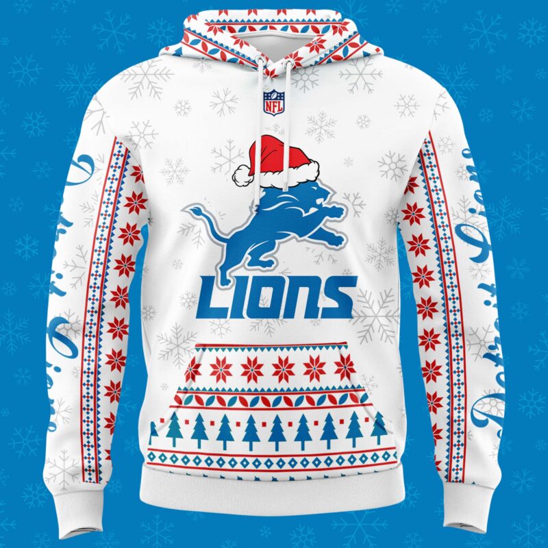 Detroit Lions Christmas 2024 Hoodie x Bobble Hat - Image 2