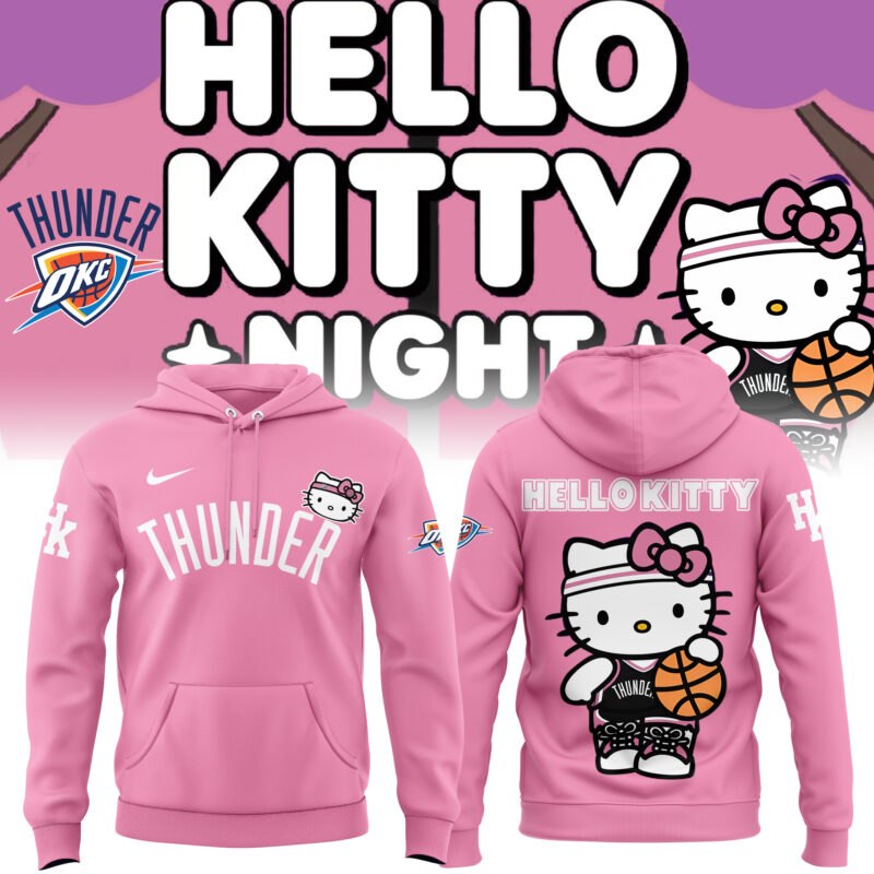 Limited Edition Oklahoma City Thunder x Hello Kitty Pink Hoodie 2024
