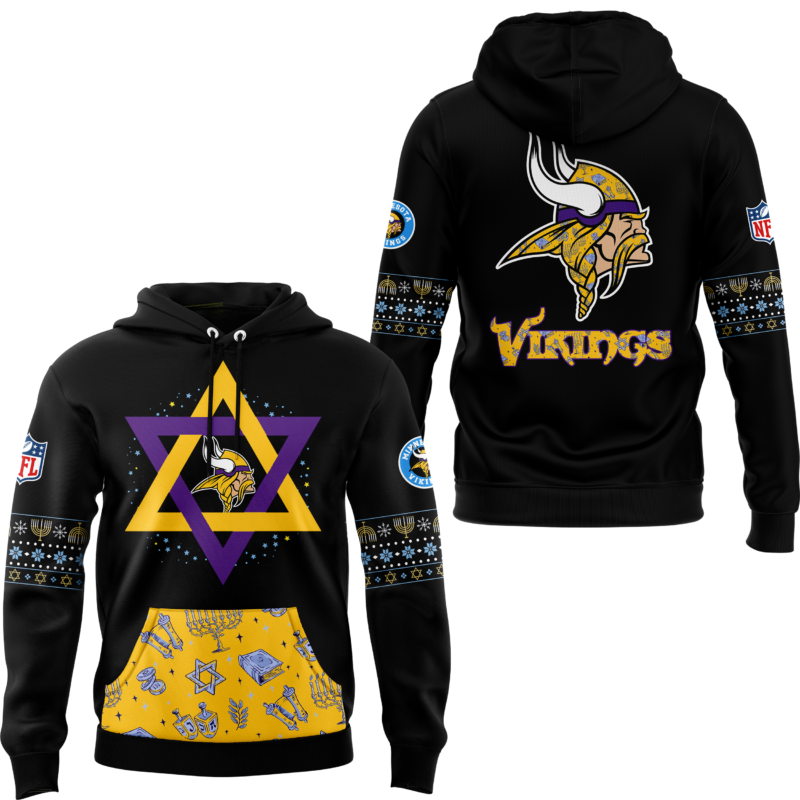 Men’s Minnesota Vikings 2024 Hanukkah Holliday Premium Limited Pullover Hoodie - Image 2