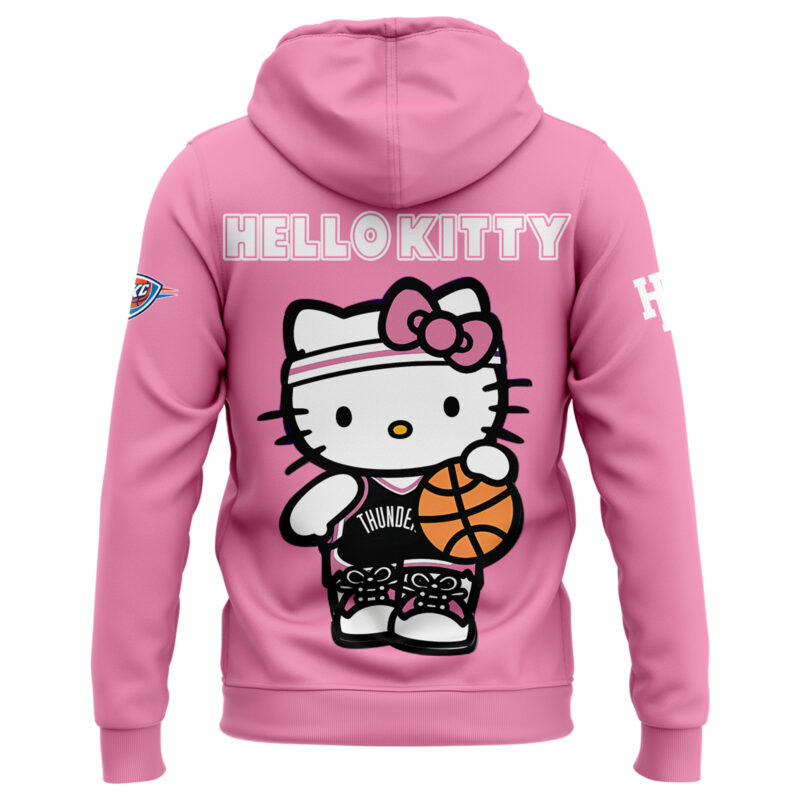Special New Oklahoma City Thunder x Hello Kitty Pink ZipHoodie 2024 - Image 3