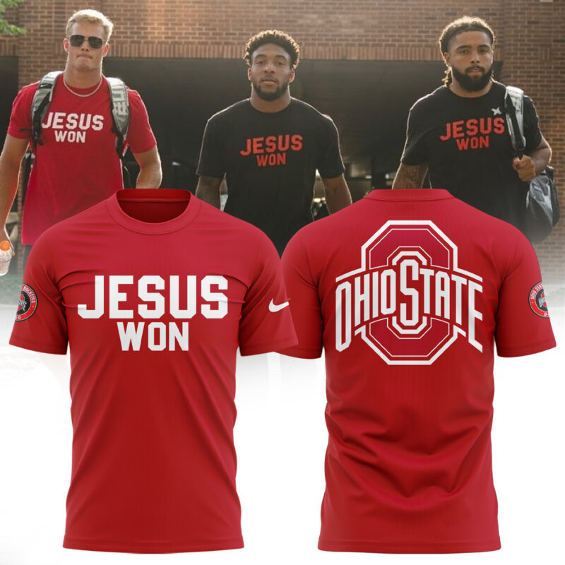 Special New Ohio State Football JESUS WON Red Tshirt