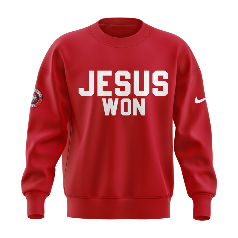 Special New Ohio State Football JESUS WON Red Sweat - Image 2