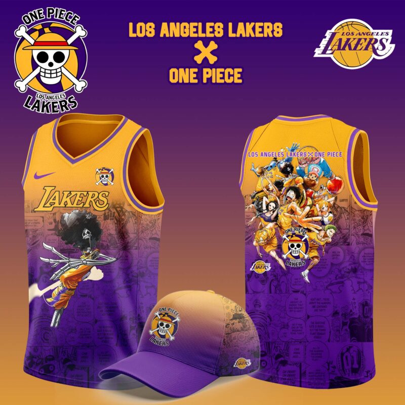 Los Angeles Lakers x BROOK One Piece the Straw Hat Pirates Jersey - Image 2