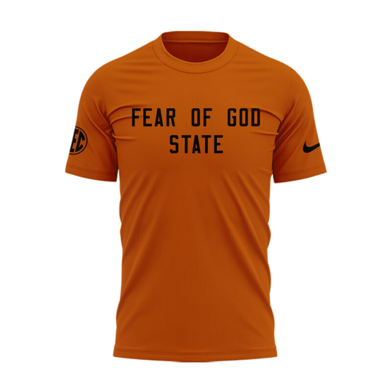Limited Edition Texas Longhorns Fear Of God State Orange Tshirt - Image 2