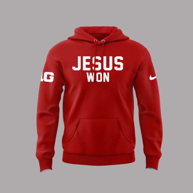 Limited Edition JESUS WON Red Hoodie 2024 - Image 2