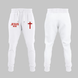 Limited Edition JESUS WON White Joggers 2024