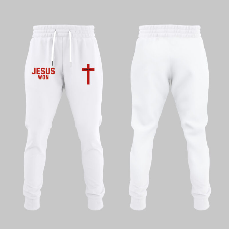 Limited Edition JESUS WON White Joggers 2024