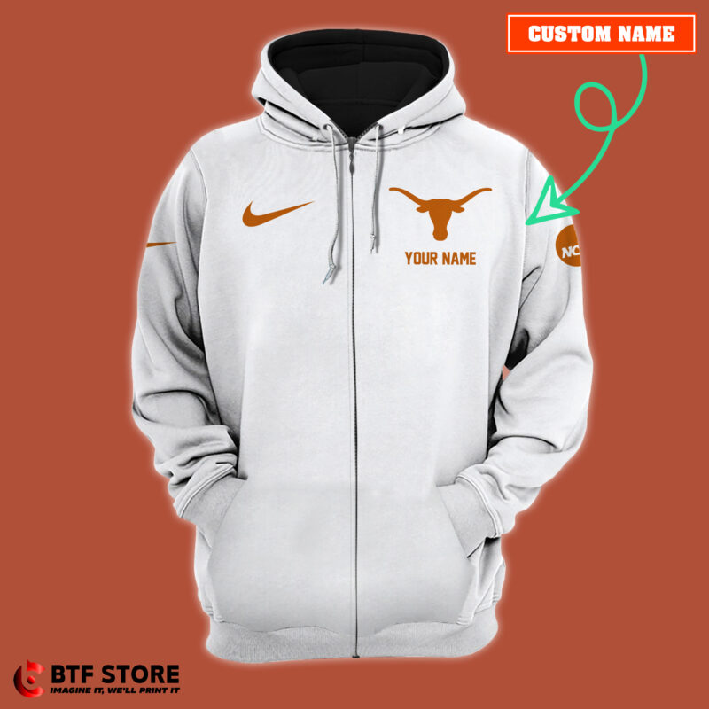 .Texas Longhorns Zip-Hoodie (White) - Image 3