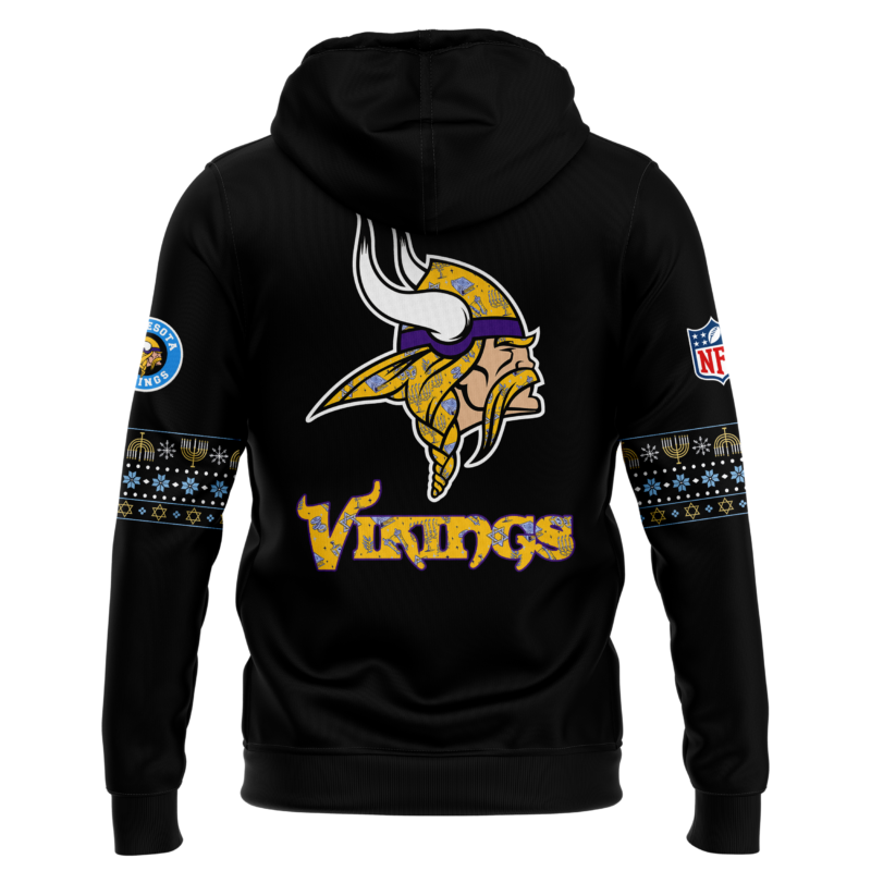 Men’s Minnesota Vikings 2024 Hanukkah Holliday Premium Limited Pullover Hoodie - Image 4