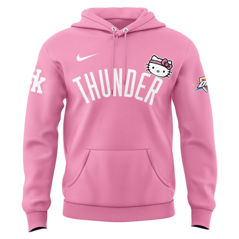 Limited Edition Oklahoma City Thunder x Hello Kitty Pink Hoodie 2024 - Image 2