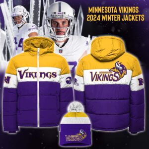Minnesota Vikings 2024 Premium Limited 3D Down Jacket & Bobble Hat