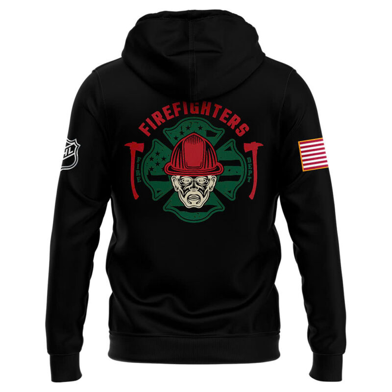 Minnesota Wild x 2024 Firefighter Appreciation Night Premium Limited Navy Pullover Zip Hoodie V3 - Image 3