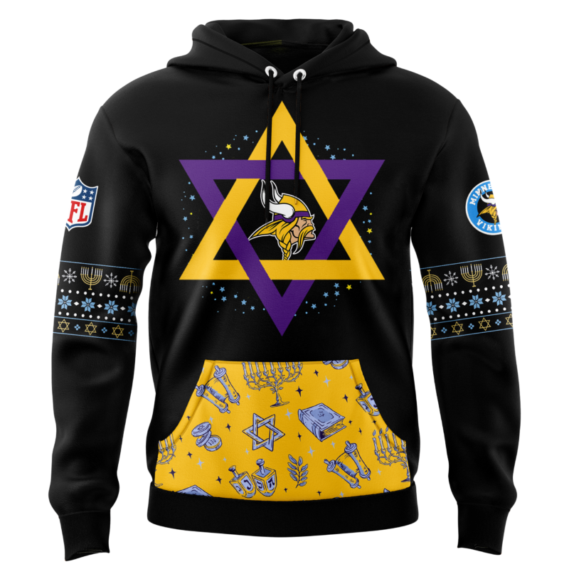 Men’s Minnesota Vikings 2024 Hanukkah Holliday Premium Limited Pullover Hoodie - Image 3