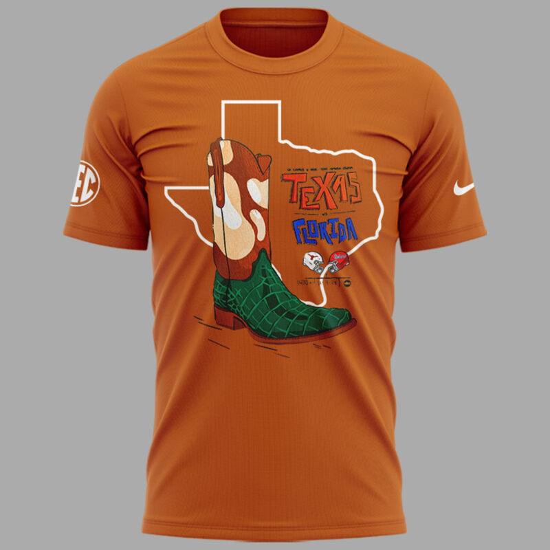 Limited Edition Texas Longhorns x Florida Gators Orange Tshirt 2024 - Image 2