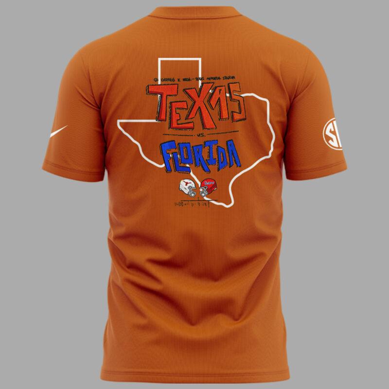 Limited Edition Texas Longhorns x Florida Gators Orange Tshirt 2024 - Image 3