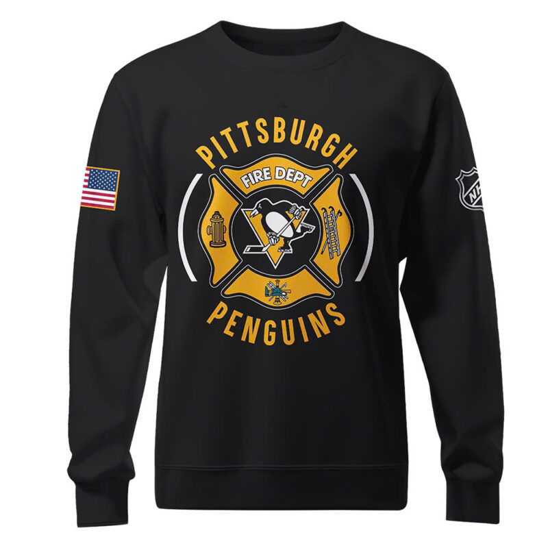 Pittsburgh Penguins x 2024 Firefighter Appreciation Night Premium Limited Long Sleeve Shirt - Image 2