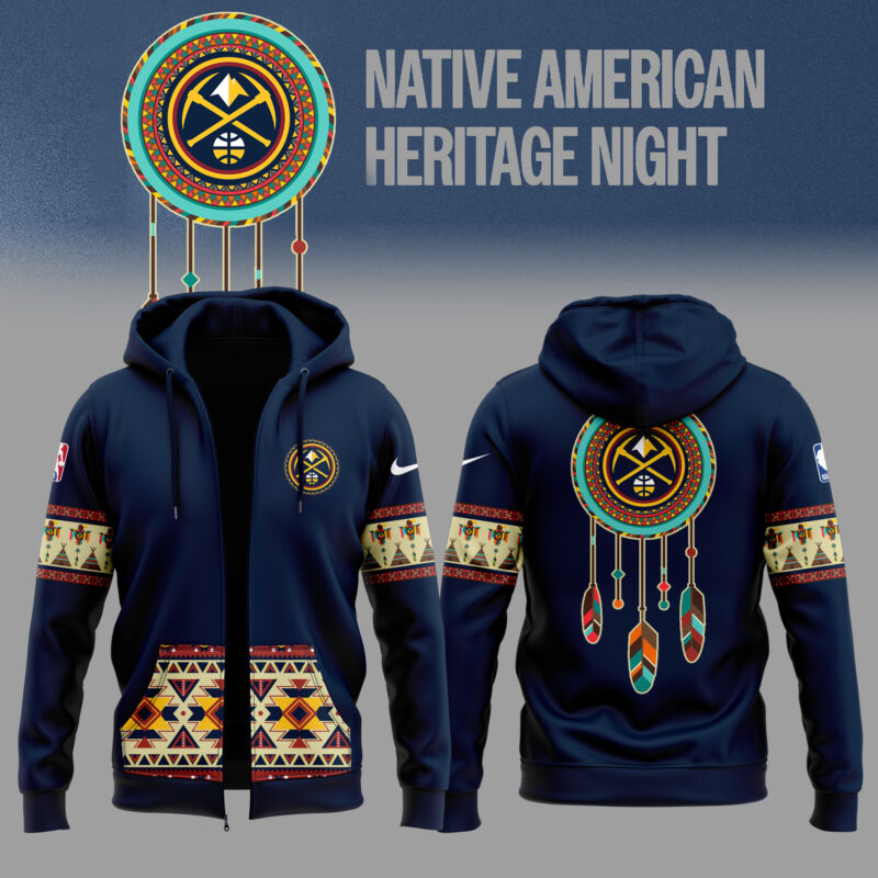 Limited Edition Native American Heritage Night Denver Nuggets Zip Hoodie