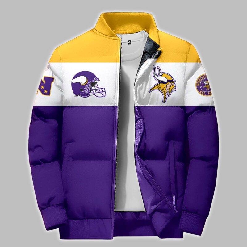 Minnesota Vikings 2024 Premium Limited 3D Bomber Down Jacket & Bobble Hat - Image 2