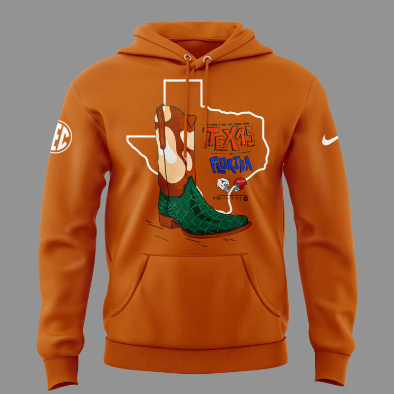 Limited Edition Texas Longhorns x Florida Gators Orange Hoodie 2024 - Image 2