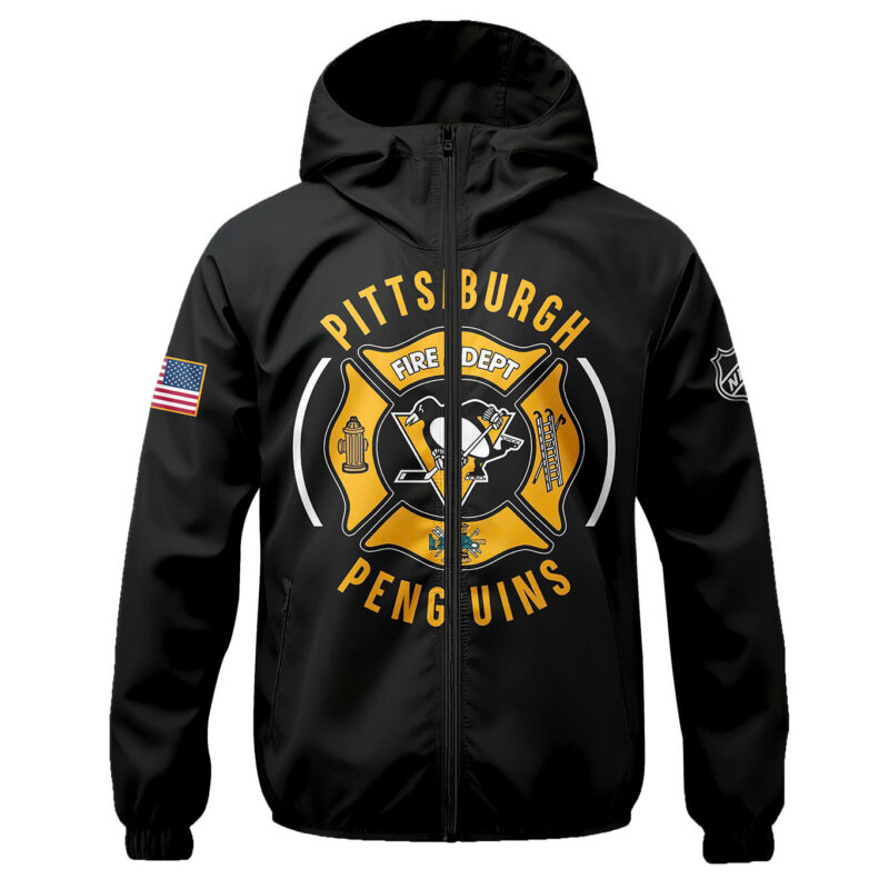 Pittsburgh Penguins x 2024 Firefighter Appreciation Night Premium Limited Pullover Wind Jacket - Image 2