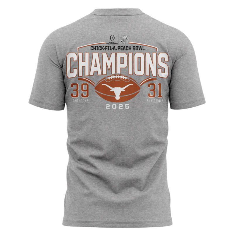 Texas Longhorns College Football Playoff 2025 Peach Bowl Champions Tshirt - Image 3