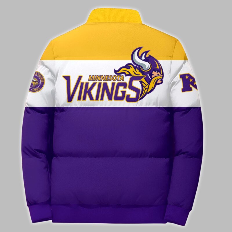 Minnesota Vikings 2024 Premium Limited 3D Bomber Down Jacket & Bobble Hat - Image 3