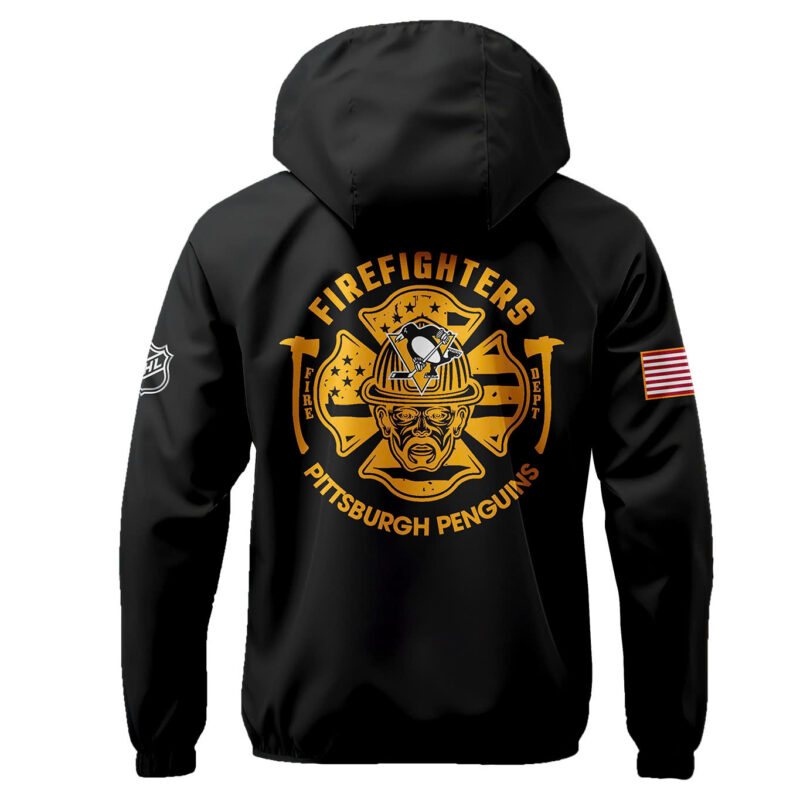 Pittsburgh Penguins x 2024 Firefighter Appreciation Night Premium Limited Pullover Wind Jacket - Image 3