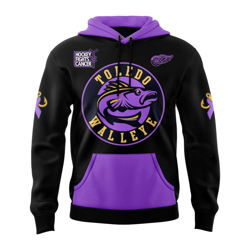 Toledo Walleye x Hockey Fight Cancer Night 2024 Hoodie - Image 2