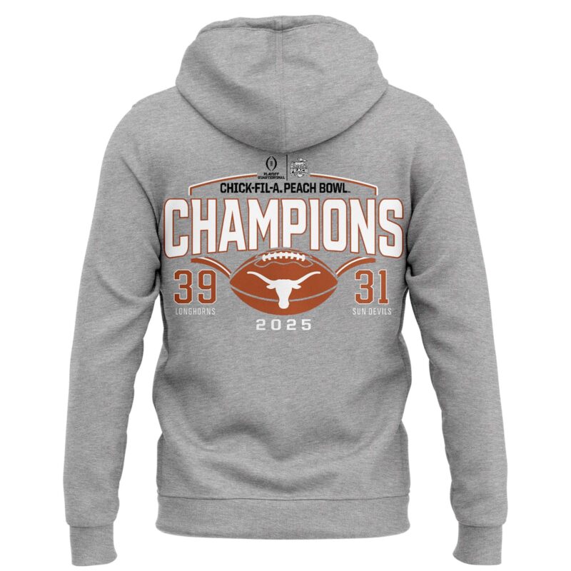 Texas Longhorns College Football Playoff 2025 Peach Bowl Champions Hoodie - Image 3