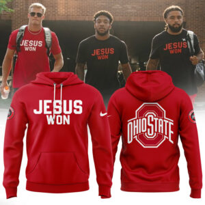 Special New Ohio State Football JESUS WON Red Hoodie
