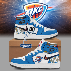 _Special New Oklahoma City Thunder Air Jordan1 Custom Name and Number