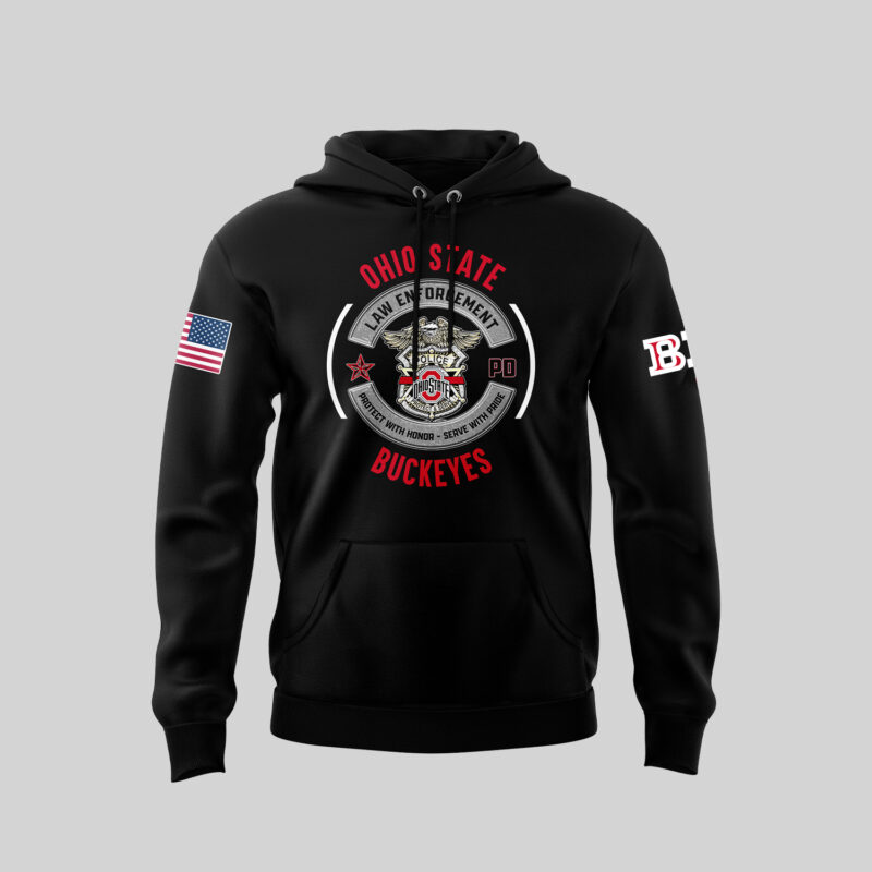 Men's Ohio State Buckeyes 2024 First Responders Law Enforcement Appreciation Day Premium Limited Pullover Hoodie - Image 2