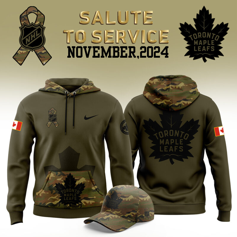 Men’s Nike Toronto Maple Leafs 2024 Camo Salute to Service Club Fleece Pullover Hoodie
