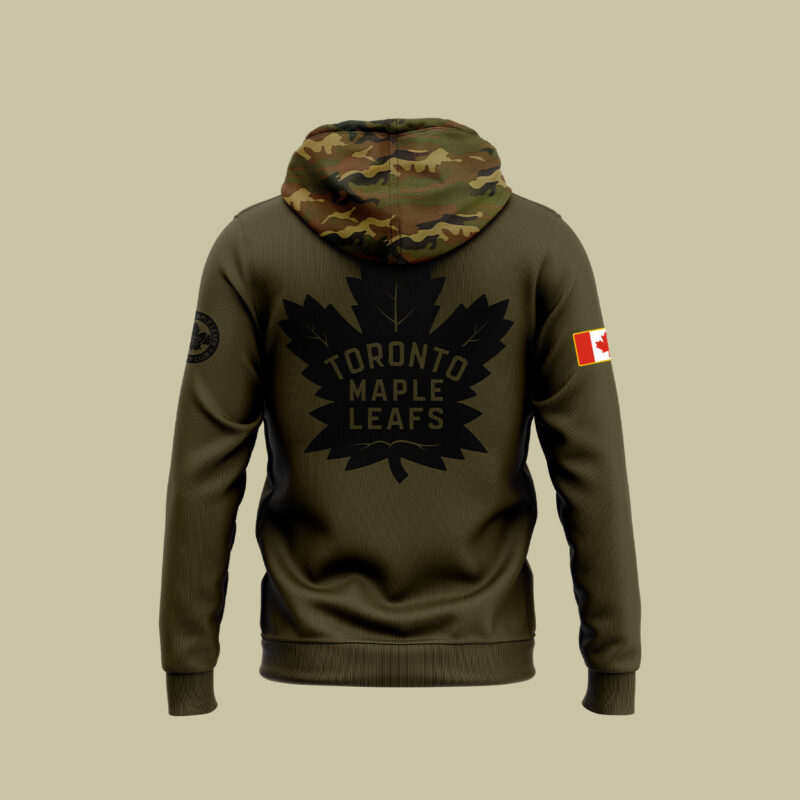 Men’s Nike Toronto Maple Leafs 2024 Camo Salute to Service Club Fleece Pullover Hoodie - Image 3
