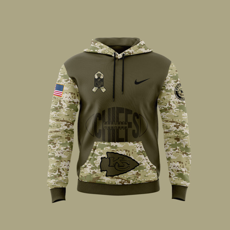 Kansas City Chiefs Nike Camo 2024 Salute to Service Hoodie V2 - Image 2