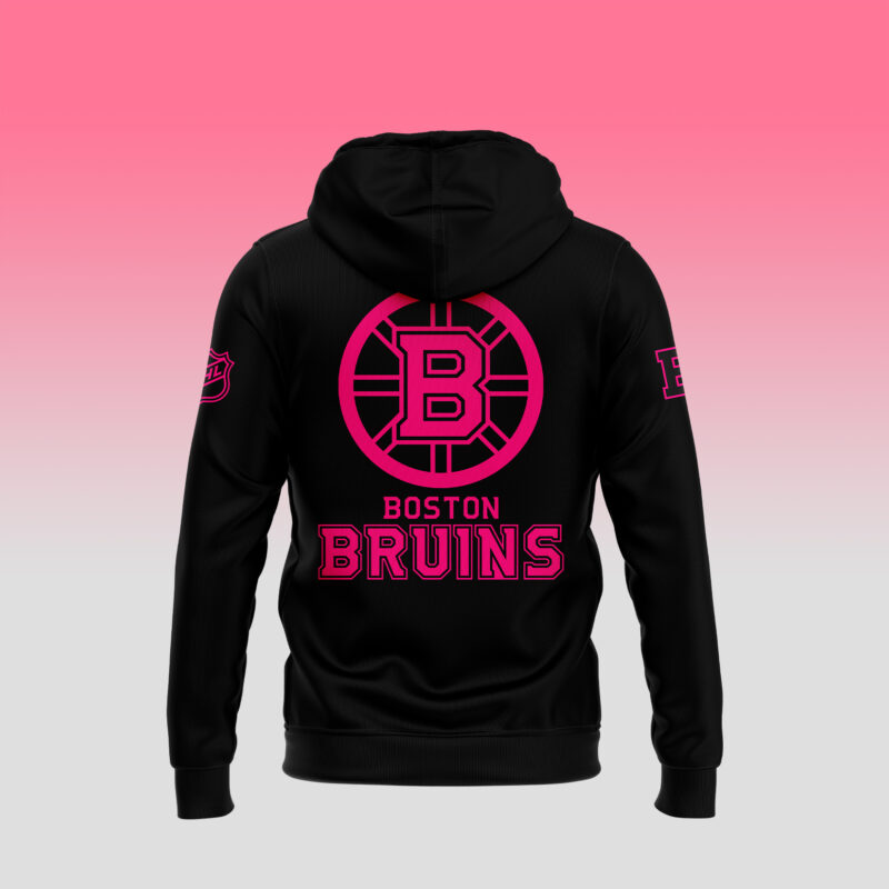 Men’s Nike Boston Bruins 2024 NHL Breast Cancer Awareness Month Pullover Hoodie - Image 3