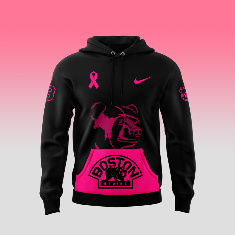 Men’s Nike Boston Bruins 2024 NHL Breast Cancer Awareness Month Pullover Hoodie - Image 2