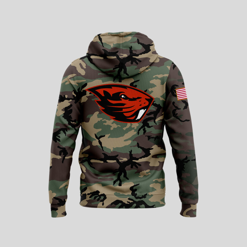 Oregon State Beavers football Camo 2024 Salute to Service Club Fleece Pullover Hoodie - Image 3