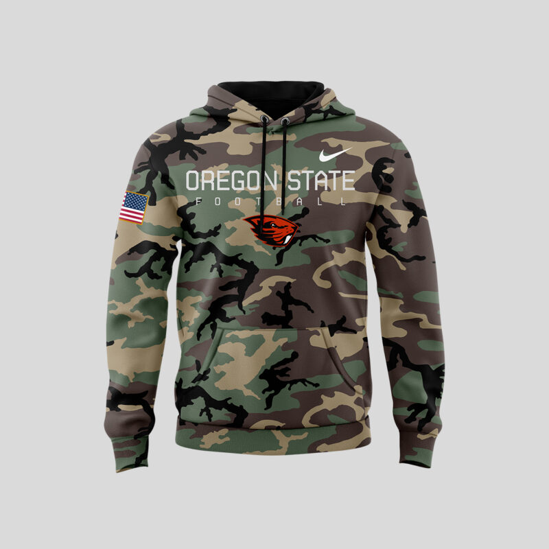 Oregon State Beavers football Camo 2024 Salute to Service Club Fleece Pullover Hoodie - Image 2