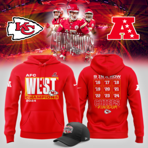 Men's Nike Red Kansas City Chiefs 2024 AFC West Division Champions Locker Room Trophy Collection Premium Pullover Hoodie