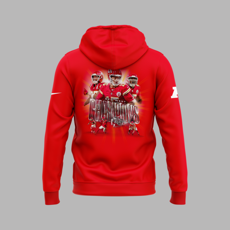 Men's Nike Red Kansas City Chiefs 2024 AFC West Division Champions Locker Room Trophy Collection Premium Pullover Hoodie V4 - Image 3