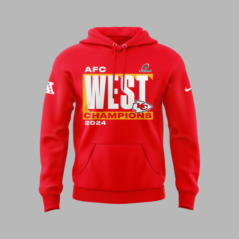 Men's Nike Red Kansas City Chiefs 2024 AFC West Division Champions Locker Room Trophy Collection Premium Pullover Hoodie V2 - Image 2