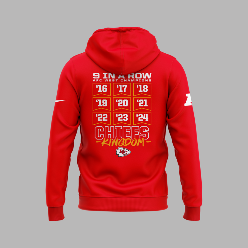 Men's Nike Red Kansas City Chiefs 2024 AFC West Division Champions Locker Room Trophy Collection Premium Pullover Hoodie - Image 3
