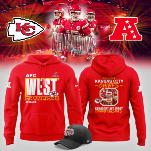 Men's Nike Red Kansas City Chiefs 2024 AFC West Division Champions Locker Room Trophy Collection Premium Pullover Hoodie V2