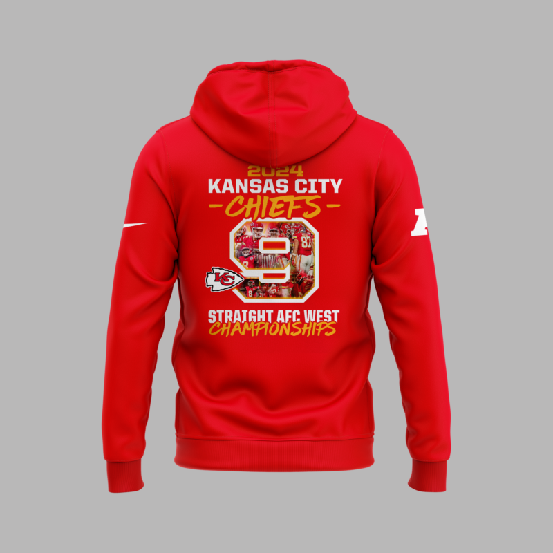 Men's Nike Red Kansas City Chiefs 2024 AFC West Division Champions Locker Room Trophy Collection Premium Pullover Hoodie V2 - Image 3