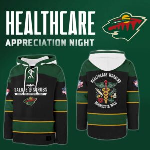 Minnesota Wild x 2025 Healthcare Appreciation Night Premium Limited Pullover Lace up Hoodie
