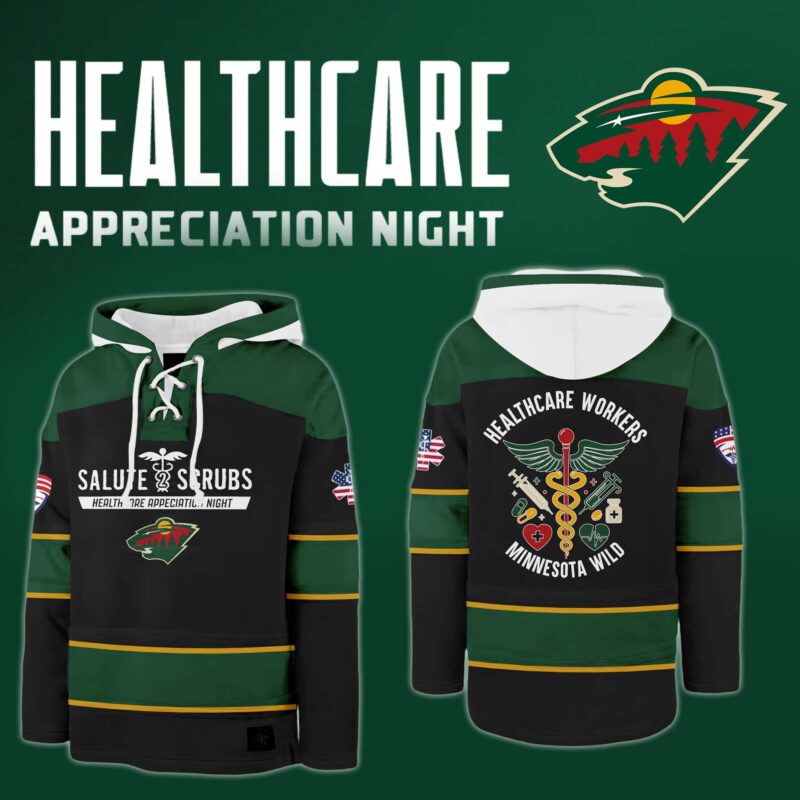Minnesota Wild x 2025 Healthcare Appreciation Night Premium Limited Pullover Lace up Hoodie