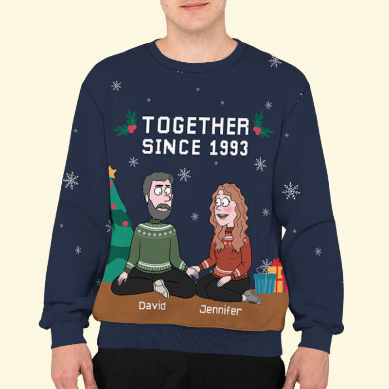 Together Since - Personalized Custom All-Over-Print Sweater - Image 5